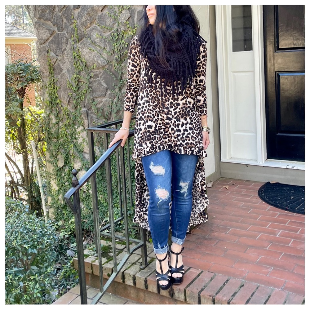 High low fabulous leopard ruffle hem tunic dress - Picture 12 of 12